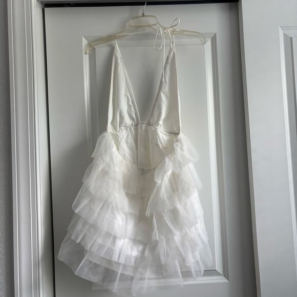 Indie Collection Born To Party Tiered Tulle Mini Dress Sz S/M White Bridal Fun - Picture 5 of 11